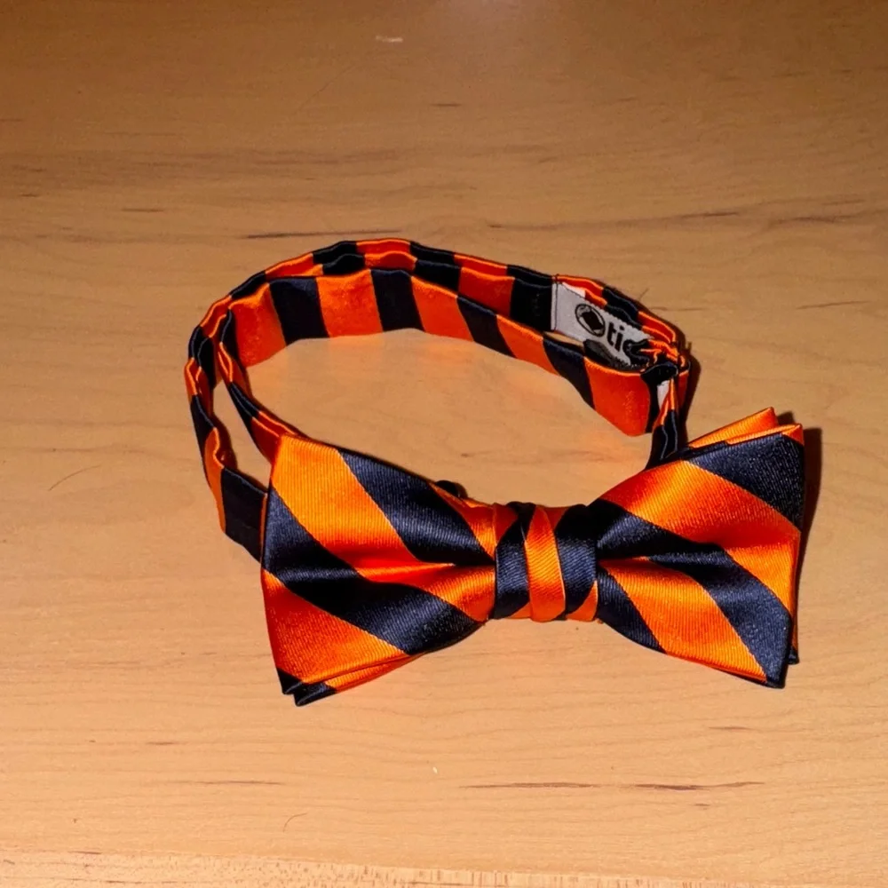 Orange and Blue Striped Bow Tie